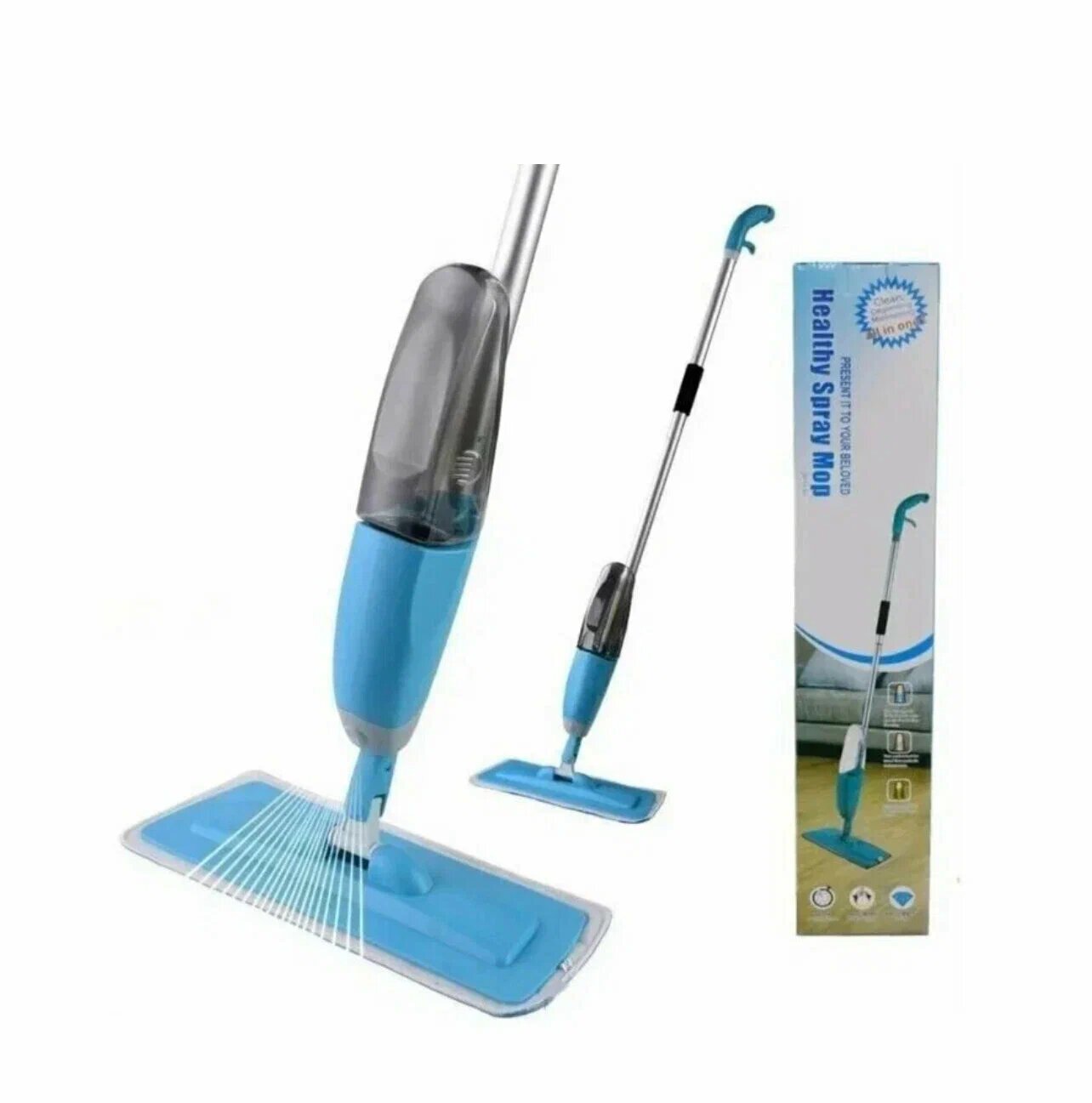 Швабра "Healthy Spray Mop" с распылителем голубая