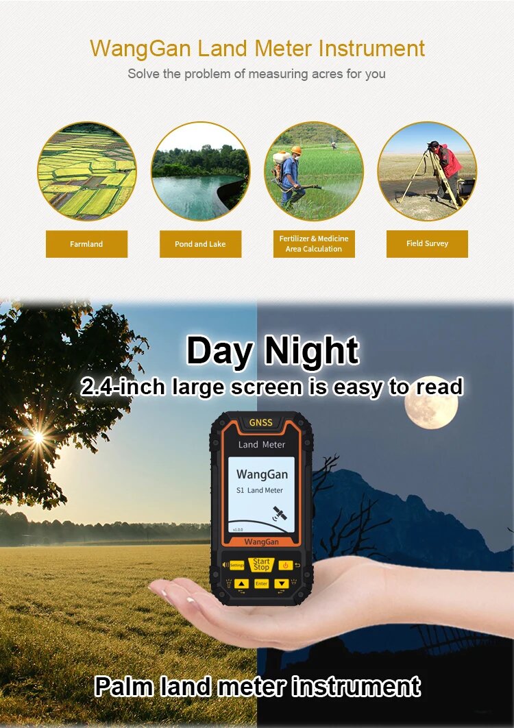Портативный GPS-навигатор S1 GLONASS SBAS BeiDou, измеритель площади Земли для измерения гор, экран 2,4 дюйма, инструмент для заземления — фото 1