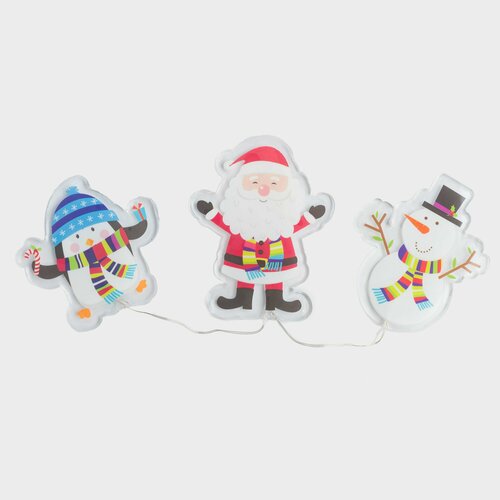 Набор наклеек, 14х25 см, 3 шт, с подсветкой, многоразовые, термопластик, Christmas decal комбинированный, разноцветный