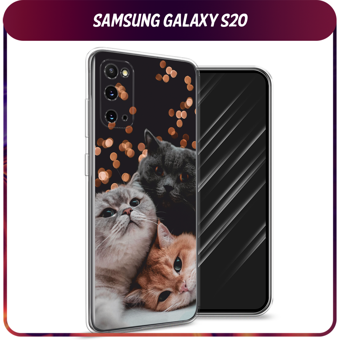 Чехол на Samsung Galaxy S20 / Самсунг Галакси S20 с принтом Кошачьи обнимашки