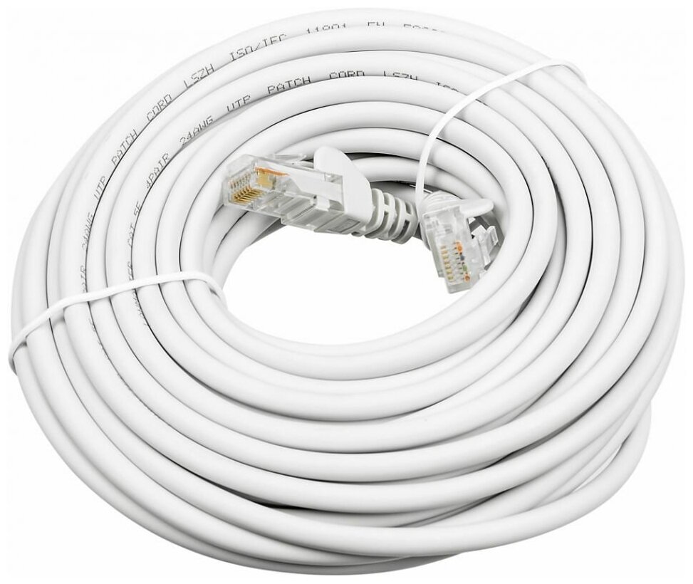 Патч-корд RJ45 - RJ45, 4 пары, UTP, категория 5е, 10 м, серый, LSZH, LANMASTER - фото №1