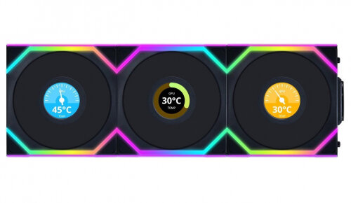 Вентиляторы для корпуса Lian LI UNI FAN SL WIRELESS LCD 120 Black 3шт (G99.12SLLCD1W3B. R0) — фото 1