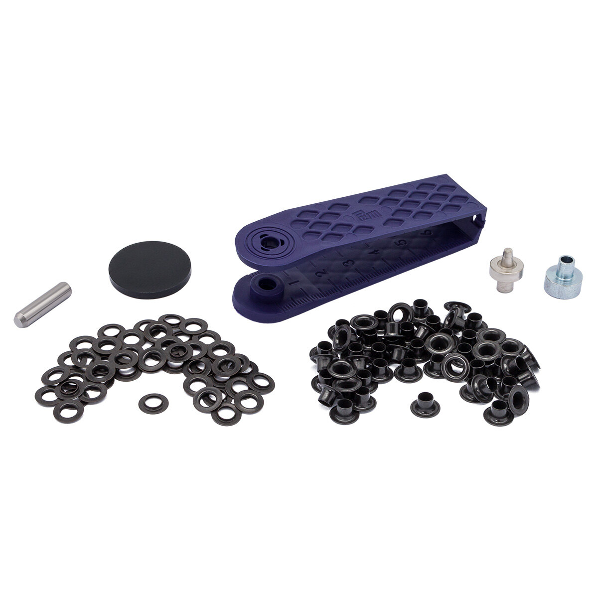 Люверсы с инструментом для установки, 4 мм, 50 шт, латунь, черные, Prym — фото 1