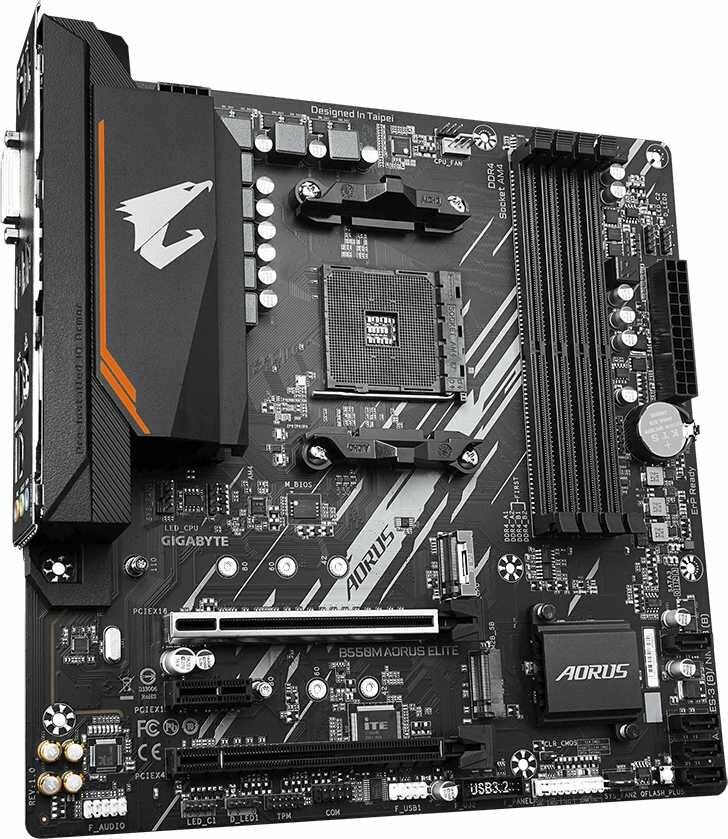 Материнская плата Gigabyte B550M AORUS ELITE Soc-AM4 AMD B550 4xDDR4 mATX AC 97 8ch(7.1) GbLAN RAID+ — фото 1