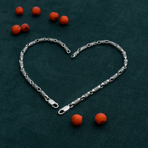 Браслет-цепочка Леона серебро 925 проба чернение длина 18 см серебро 11600₽