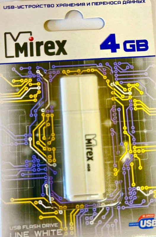 Флешка MIREX 4ГБ, USB 2.0, белый