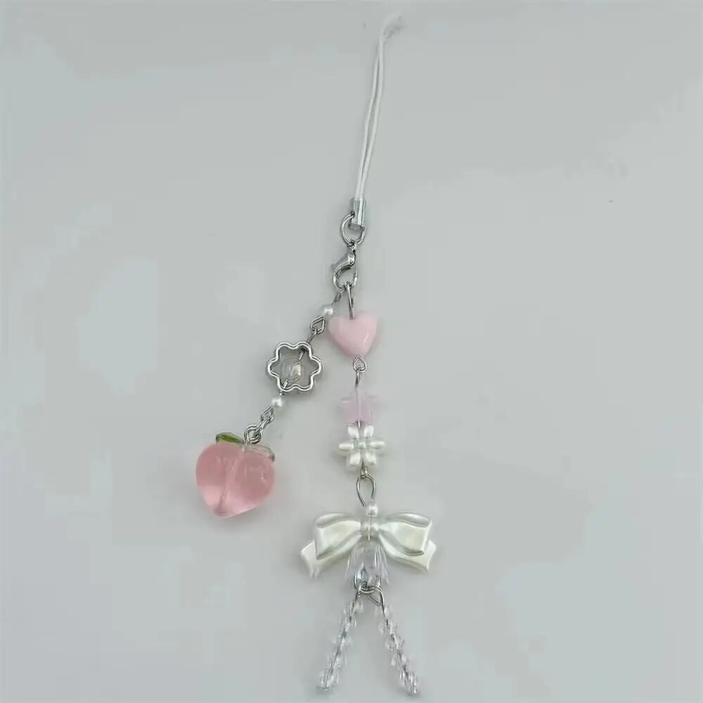 Новая веревочная цепочка для сотового телефона с изображением кота розовая подвеска в стиле аниме цепочка с бусинами Y2K брелок для ключей «сделай сам» подвеска для телефона брелок A