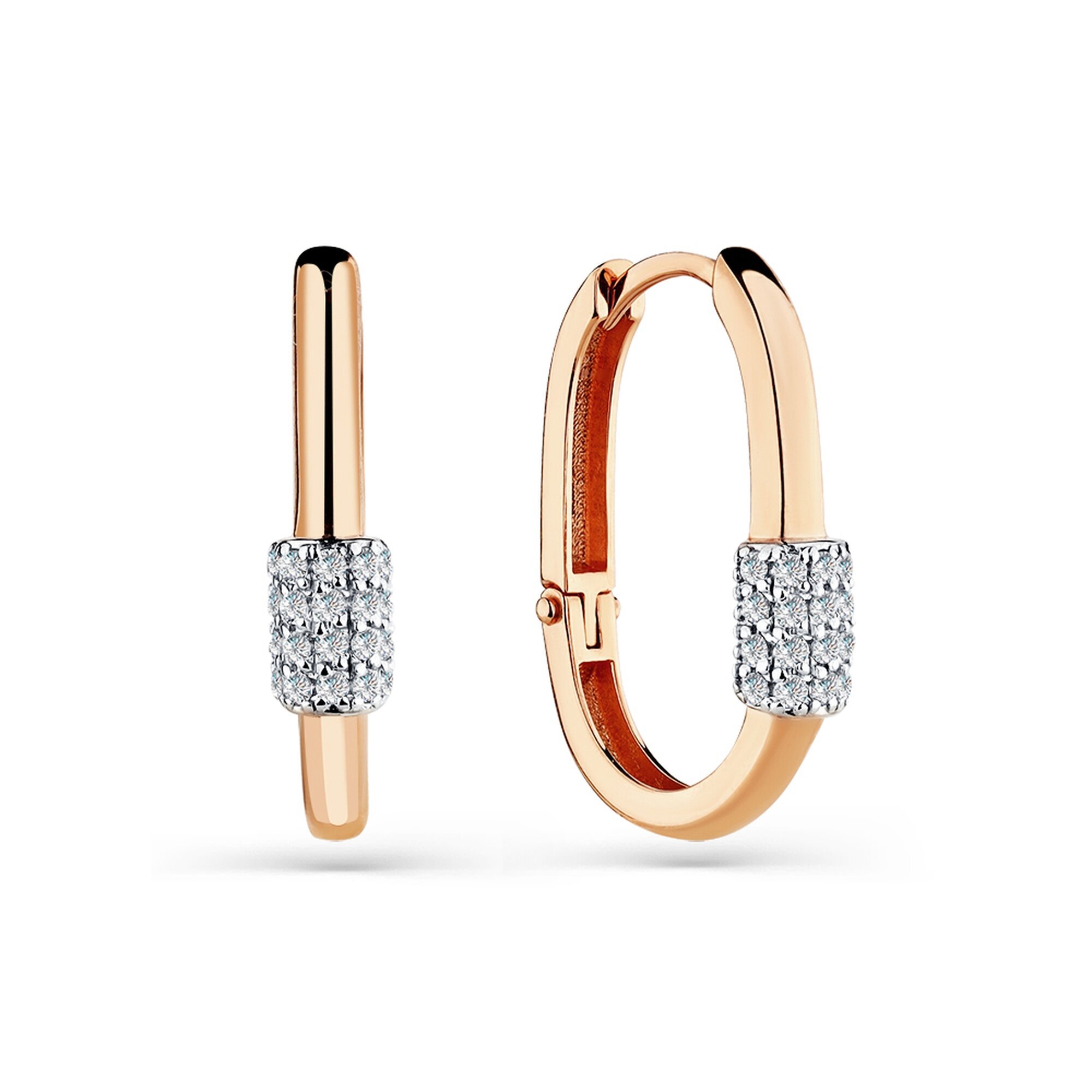 Серьги Diamant online, красное золото, 585 проба, фианит