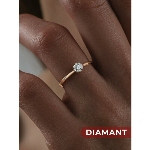 фото Кольцо diamant, комбинированное золото, 585 проба, бриллиант, размер 18, бесцветный