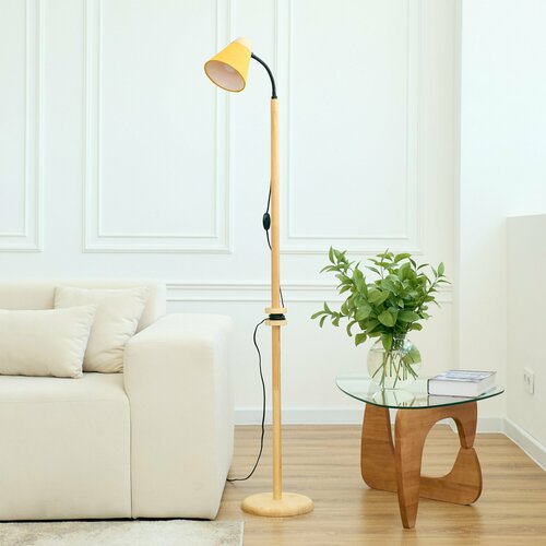 Светильник напольный/ Торшер Галактион/ Светильник интерьерный/ светлое основание, желтый абажур