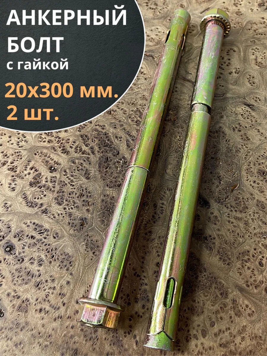 Анкерный болт с гайкой 20х300 мм, 2 шт.