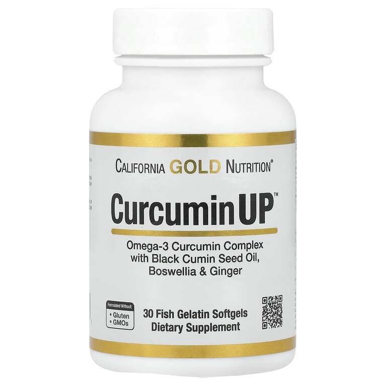 California Gold Nutrition Curcumin UP, Куркумин + Омега 3,30 капсул, Антиоксидант, для суставов и связок, для иммунитета — фото 1