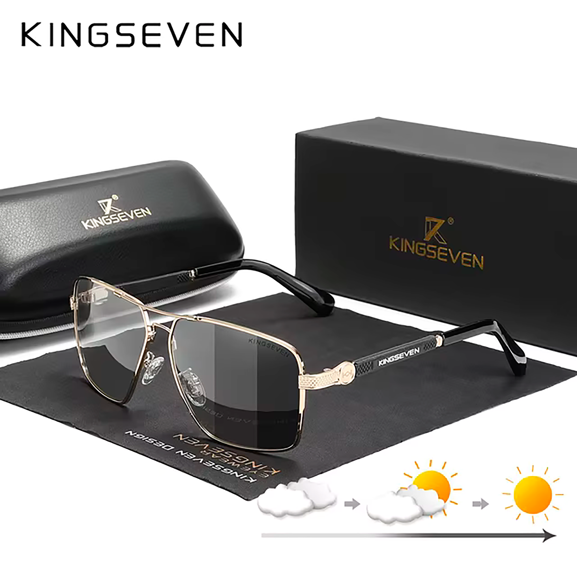 Солнцезащитные очки KINGSEVEN, золотой/черный