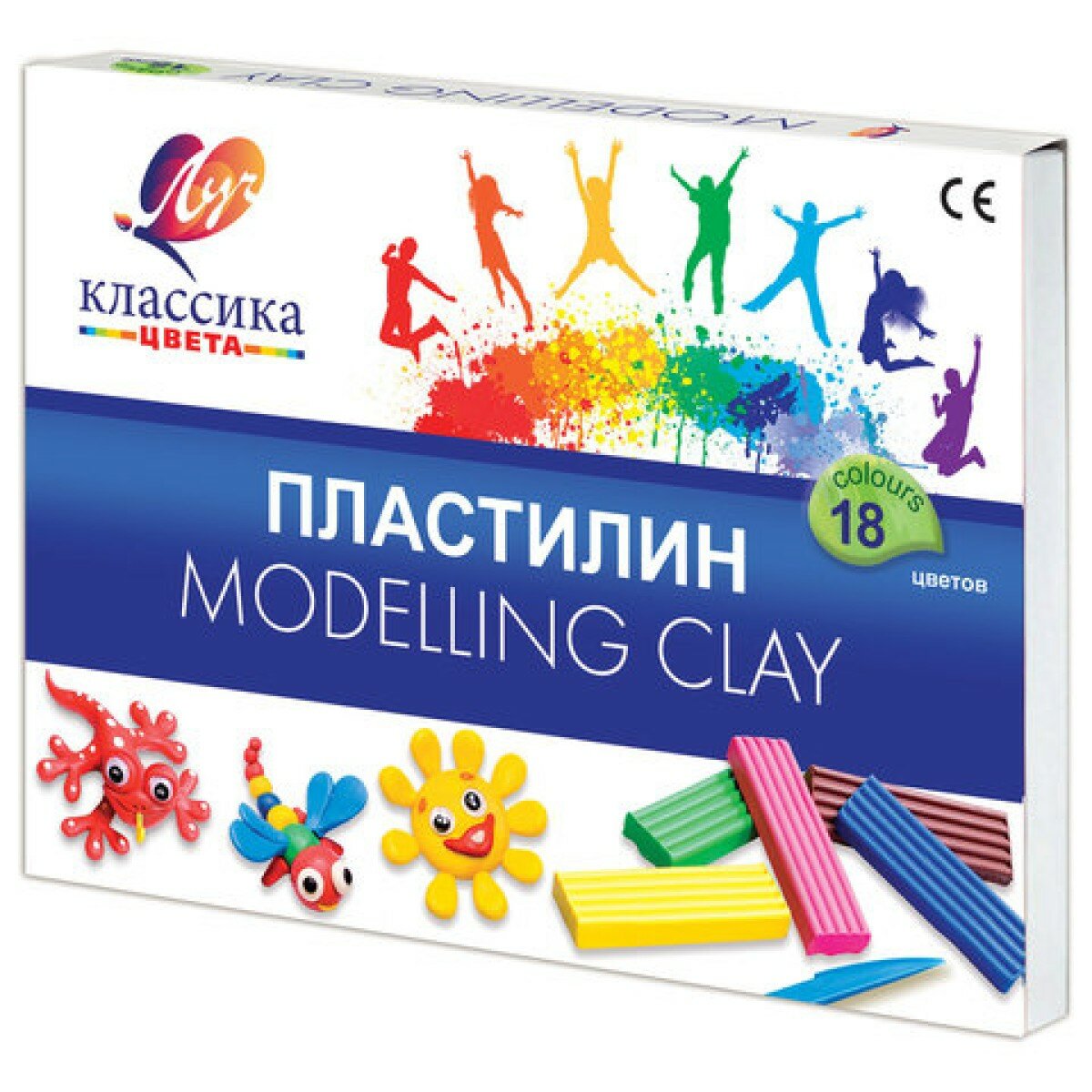 Пластилин классический ЛУЧ Классика 18 цветов, 360г, со стеком, картонная упаковка