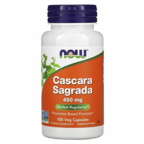 NOW, Cascara Sagrada капс, 450 мг, 90 г, 100 шт, 1 уп.