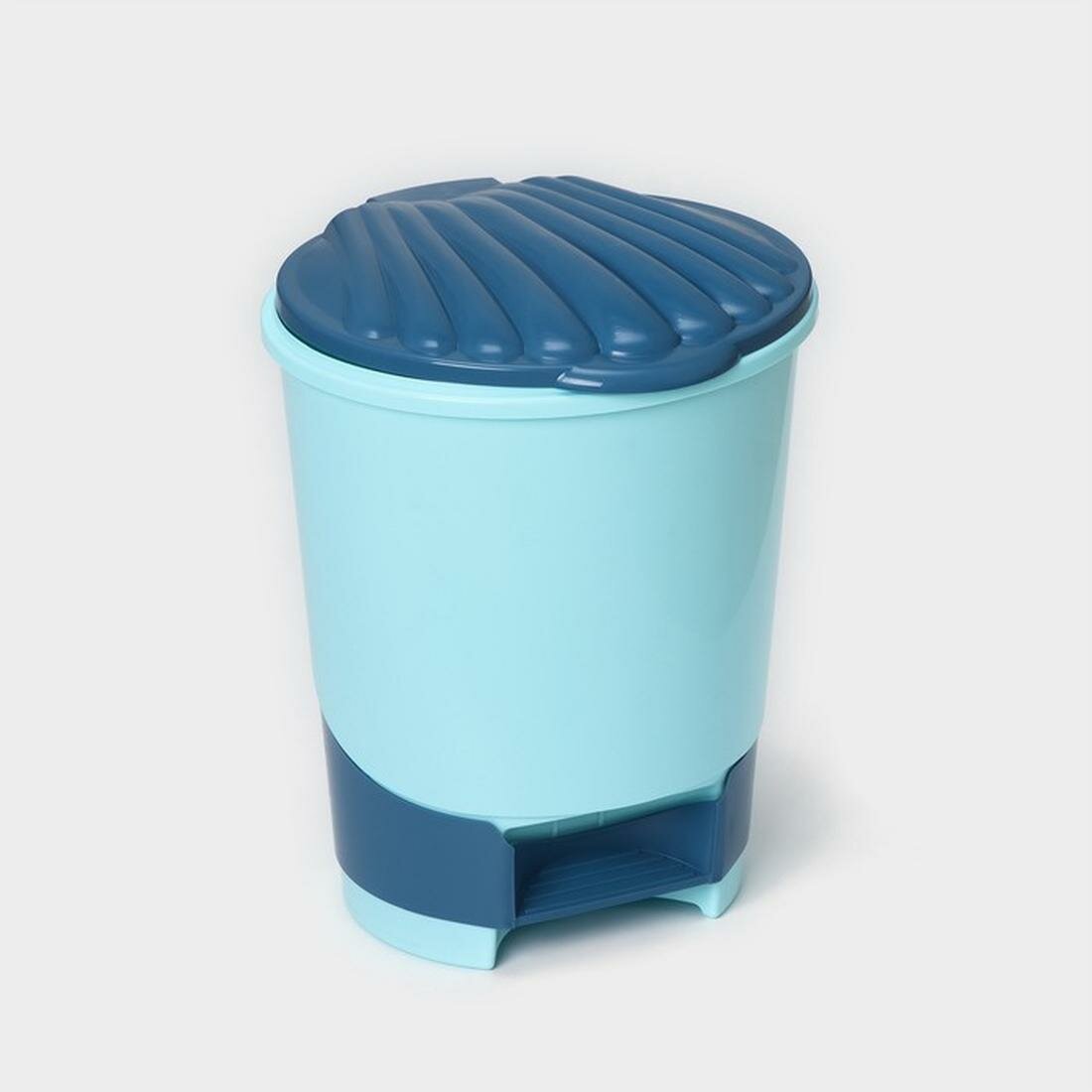 Ведро для мусора с педалью 10л 272х266х337см круг цвет голубой