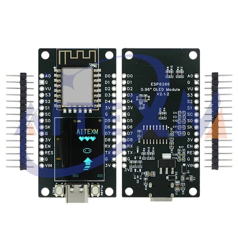Плата разработки ESP8266 SSD1315 0,96-дюймовый OLED-дисплей CH340G ESP-12F WiFi-модуль TYPE-C USB для Arduino/Micropython NodeMCU, Yellow Blue