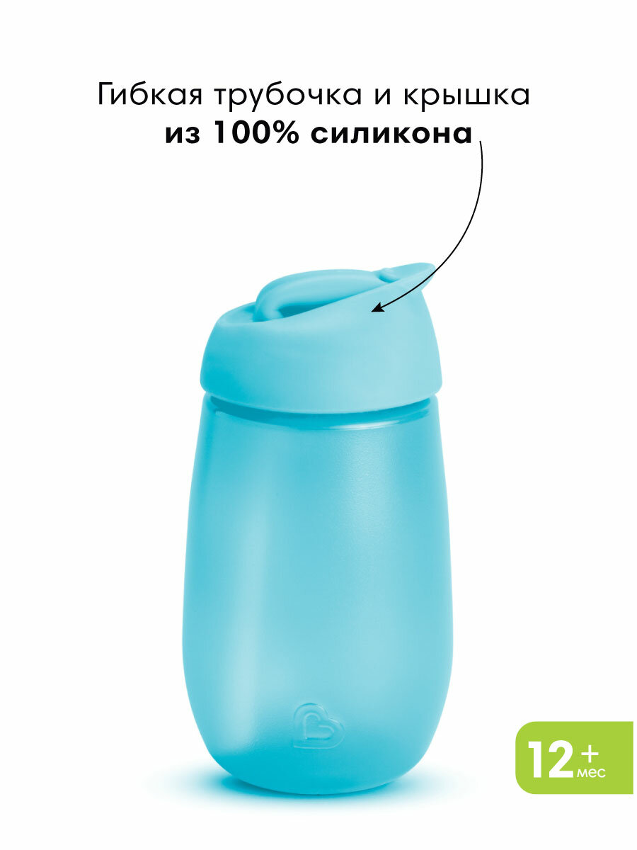 Картинки Munchkin поильник непроливайка с трубочкой Simple Clean Straw 296 мл с 12 мес, голубой