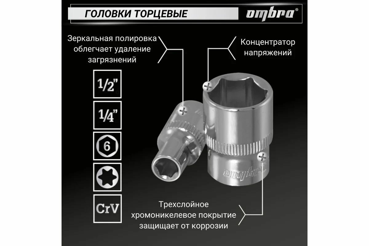 Набор инструмента универсальный 1/4", 1/2"DR, 143 предмета Ombra — фото 1