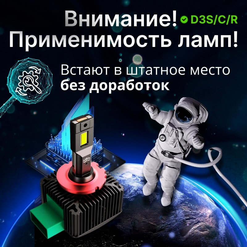 Светодиодные лампы Look Lighting, D3S/D3R/D8S/D8R, 6500К, холодный белый свет, 2шт — фото 1