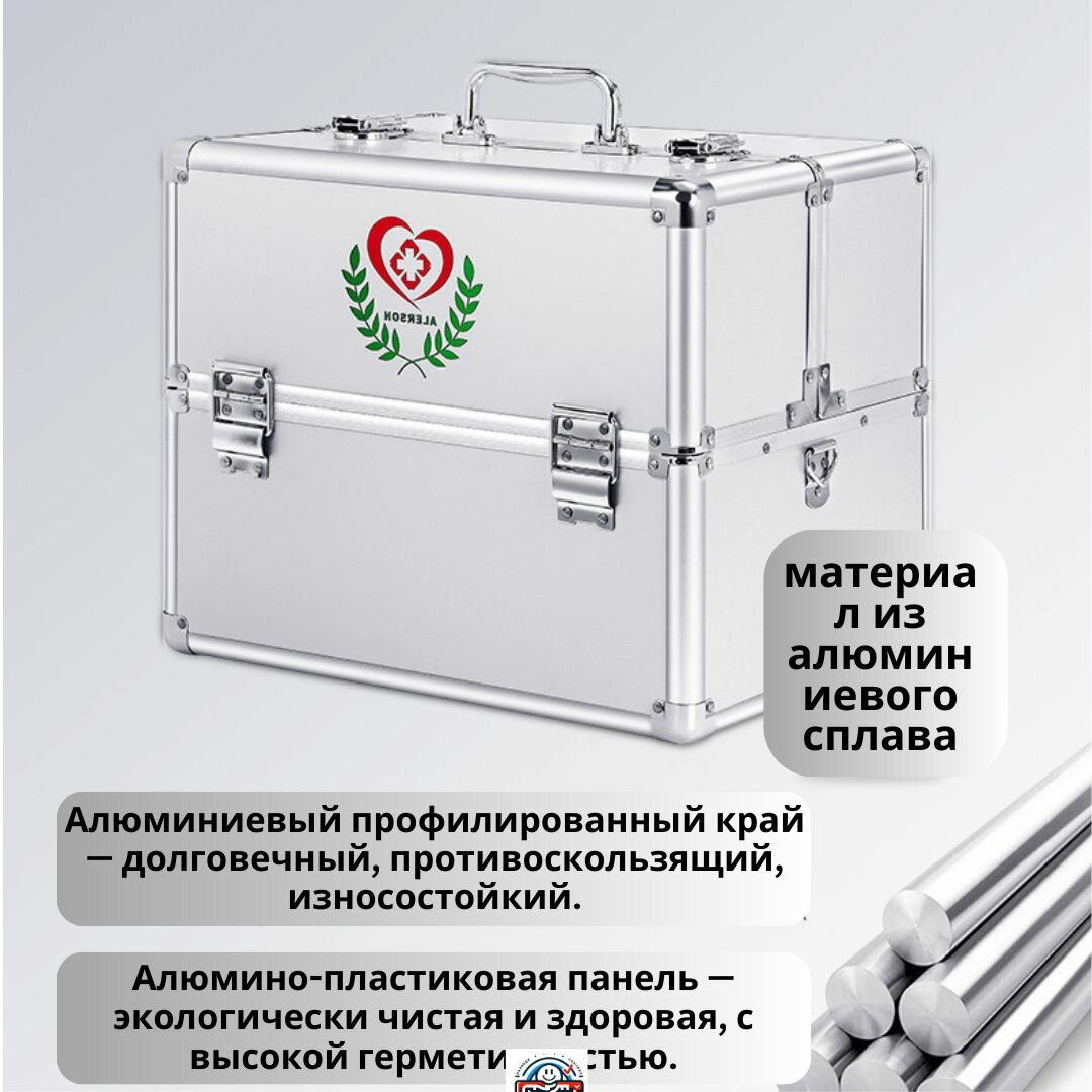 Изображение Аптечка домашняя большая контейнер органайзер для хранения лекарств и медикаментов дома пластиковый с крышкой