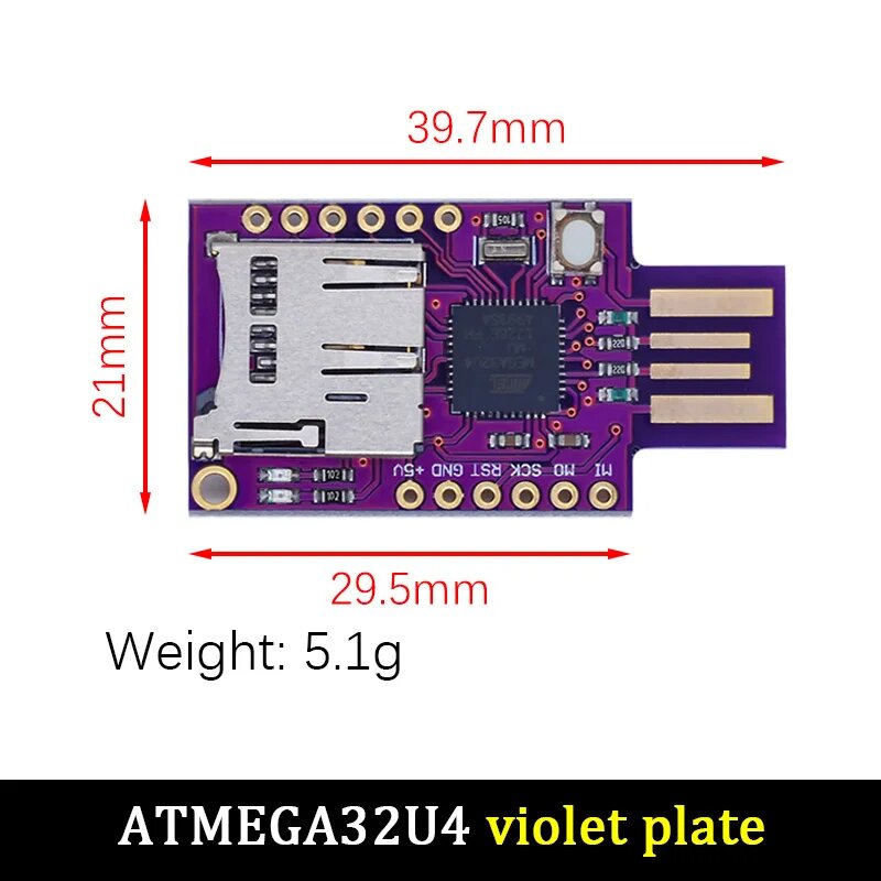 Флюоресцентная USB-клавиатура ATMEGA32U4 для Arduino, purple