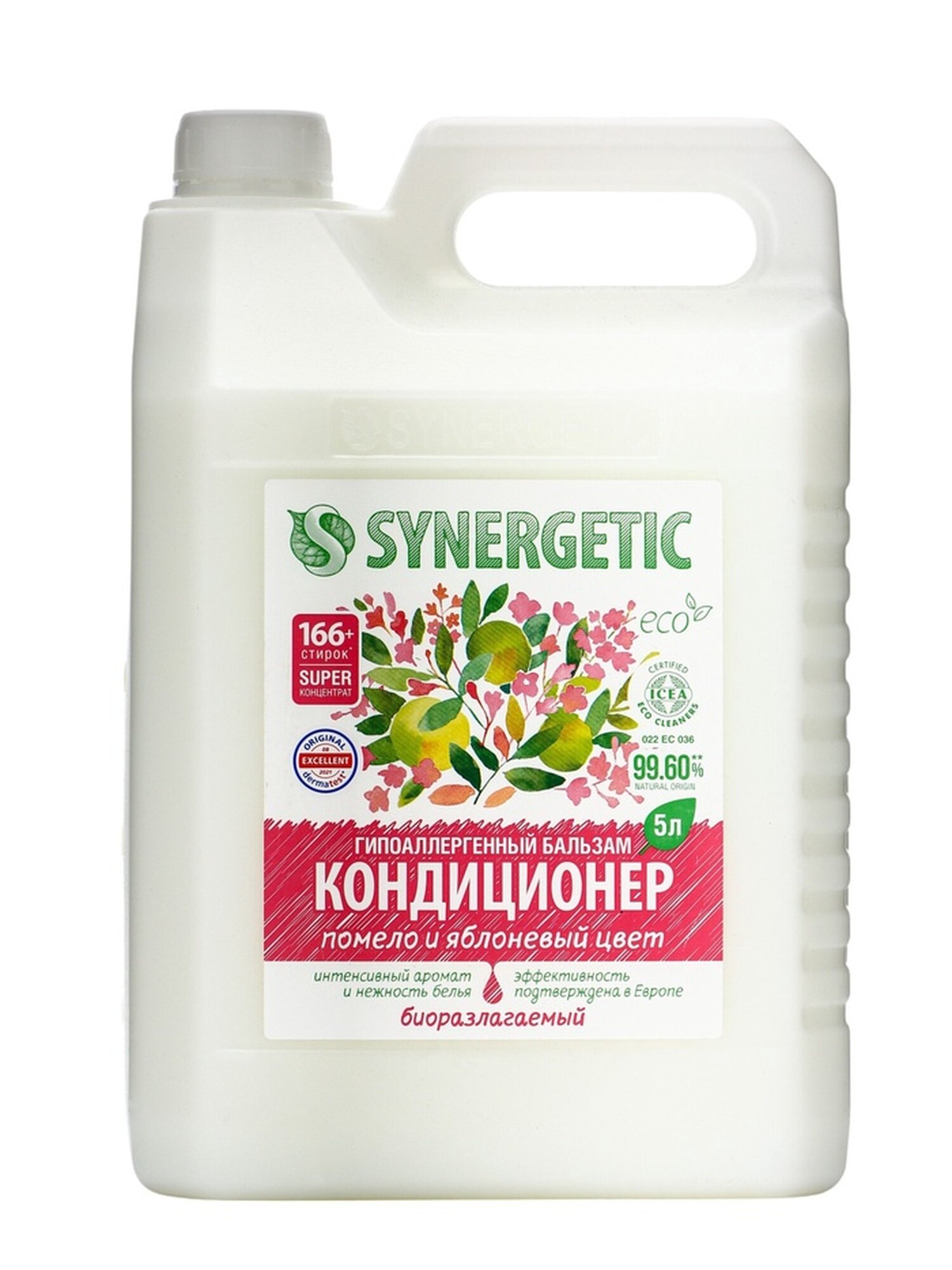 Кондиционер-бальзам для белья Synergetic «Помело и яблоневый цвет», 5 л