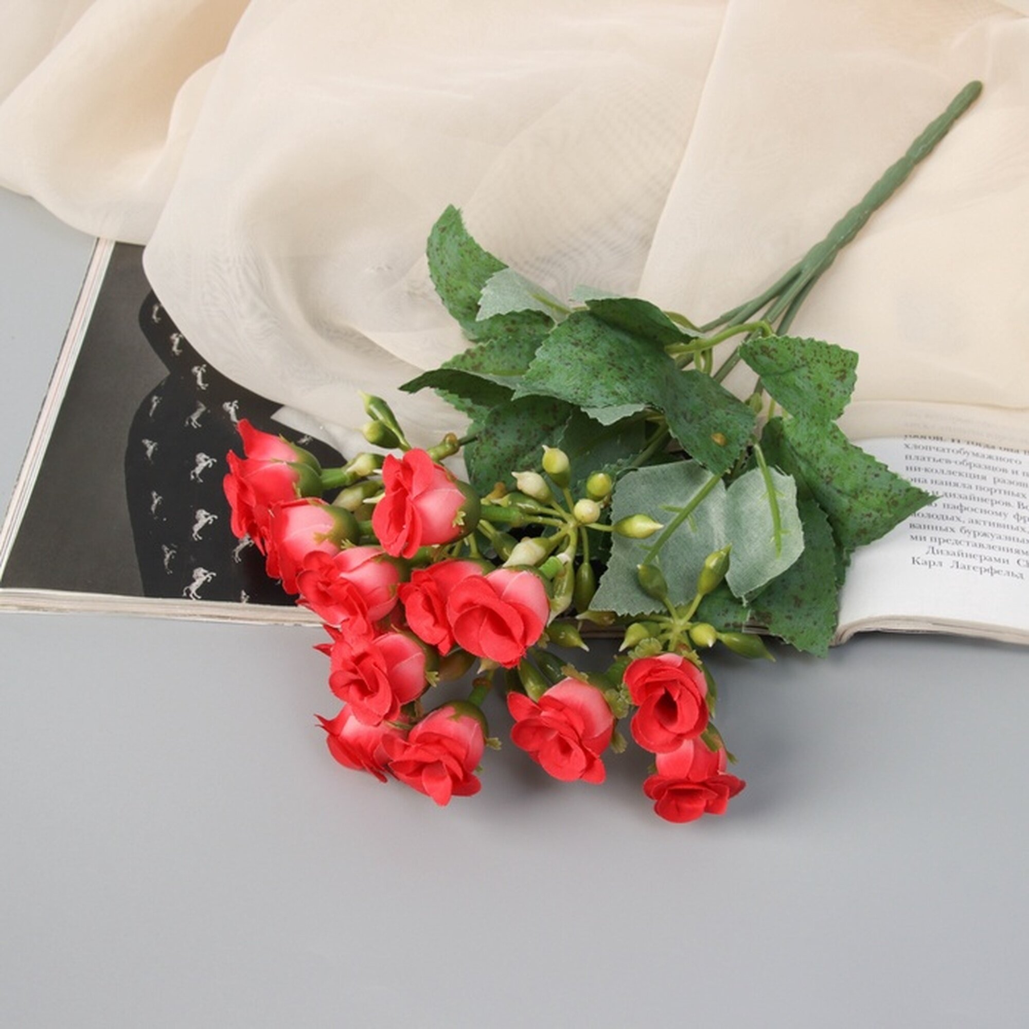 Букет искусственный Сима ленд  Роза каскад   пластик  текстиль  26 см