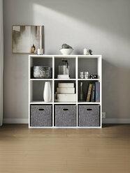 Стеллаж Kvadro-9 белый деревянный напольный 96х28х96см (ШxГxВ)