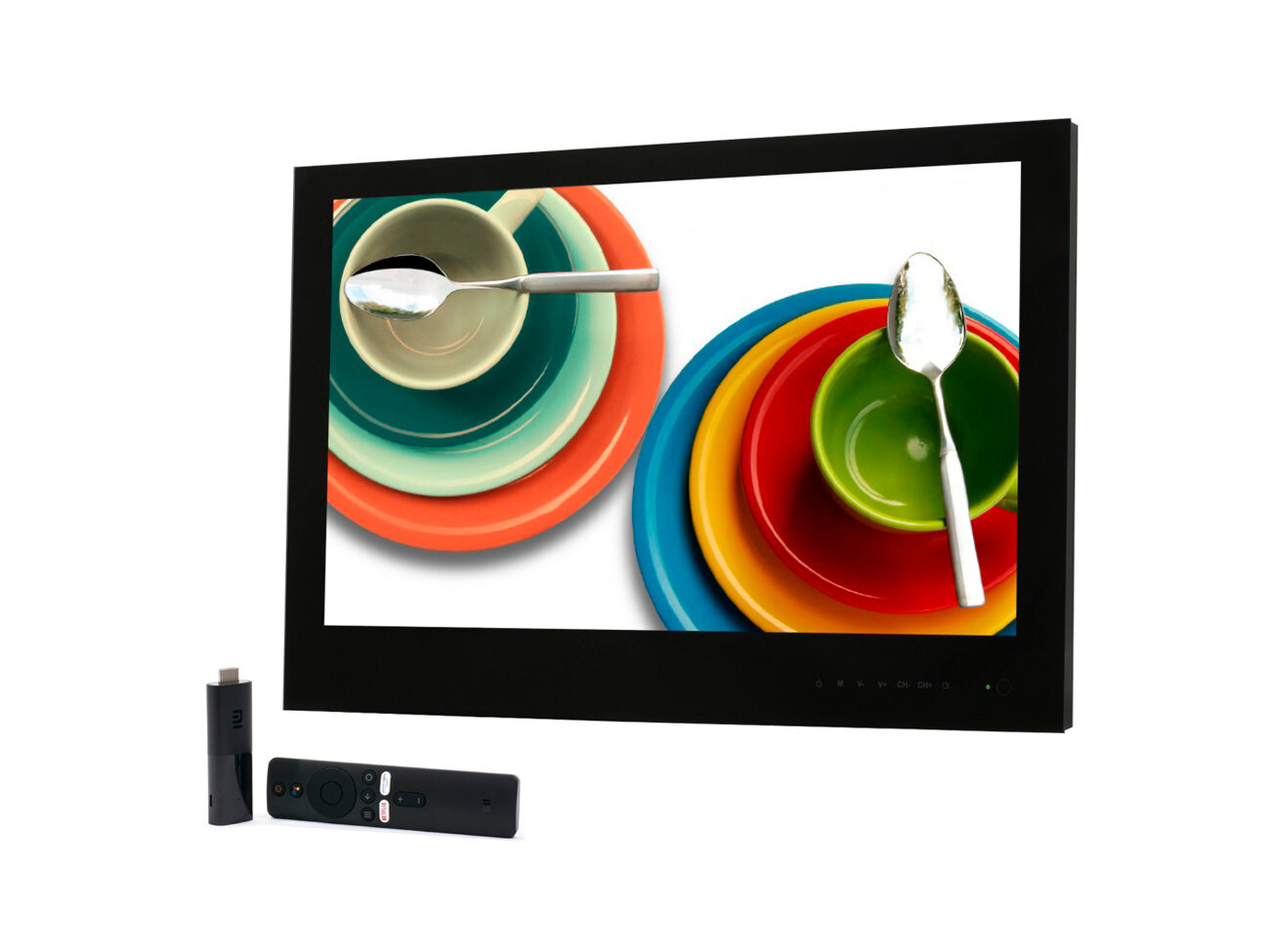 Встраиваемый Smart монитор для кухни AV240MBF (AVS2404BM Black) + Xiaomi Mi TV Stick