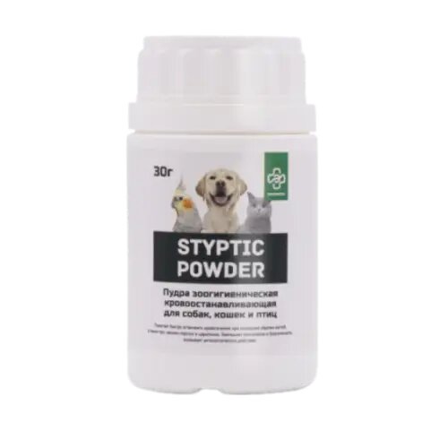 Styptic Powder Пудра зоогигиеническая кровоостанавливающая для собак  кошек и птиц 30 г