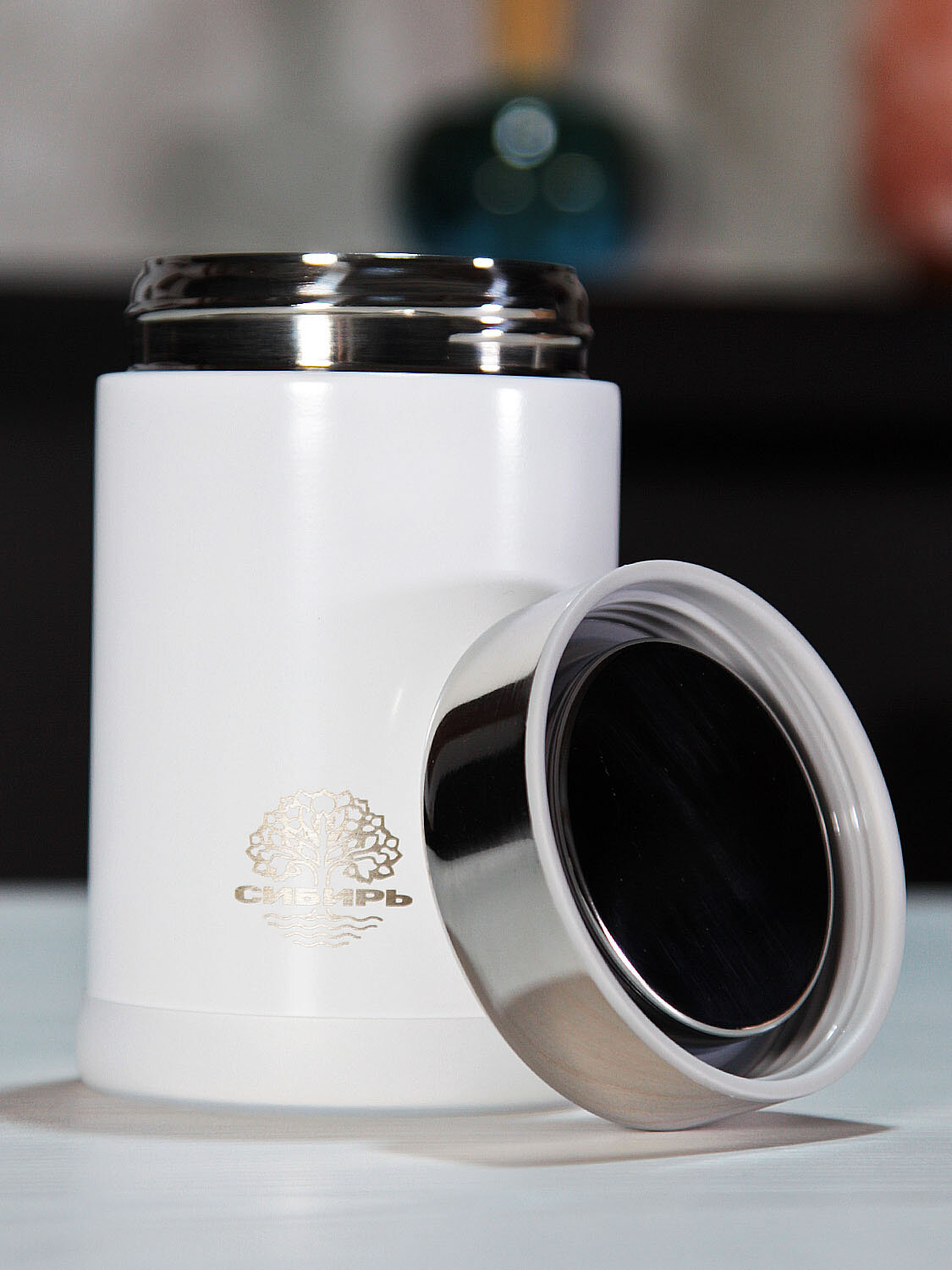 Термос для еды 0,5 л с широким горлом сибирь, нескользящее дно, вакуумный, стальная колба — фото 1