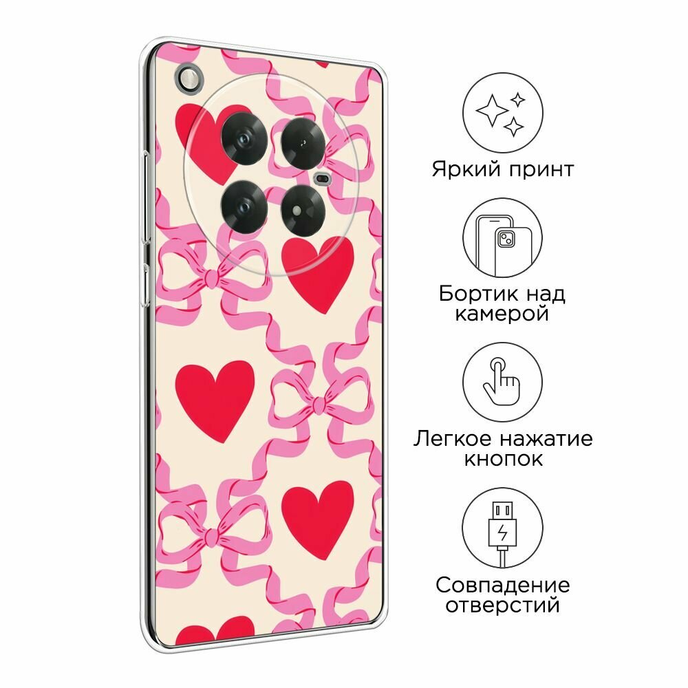 Чехол на Infinix Zero 40 5G / Инфиникс Зеро 40 5G с принтом "Hearts and ribbons 1 - 14 февраля" — фото 1