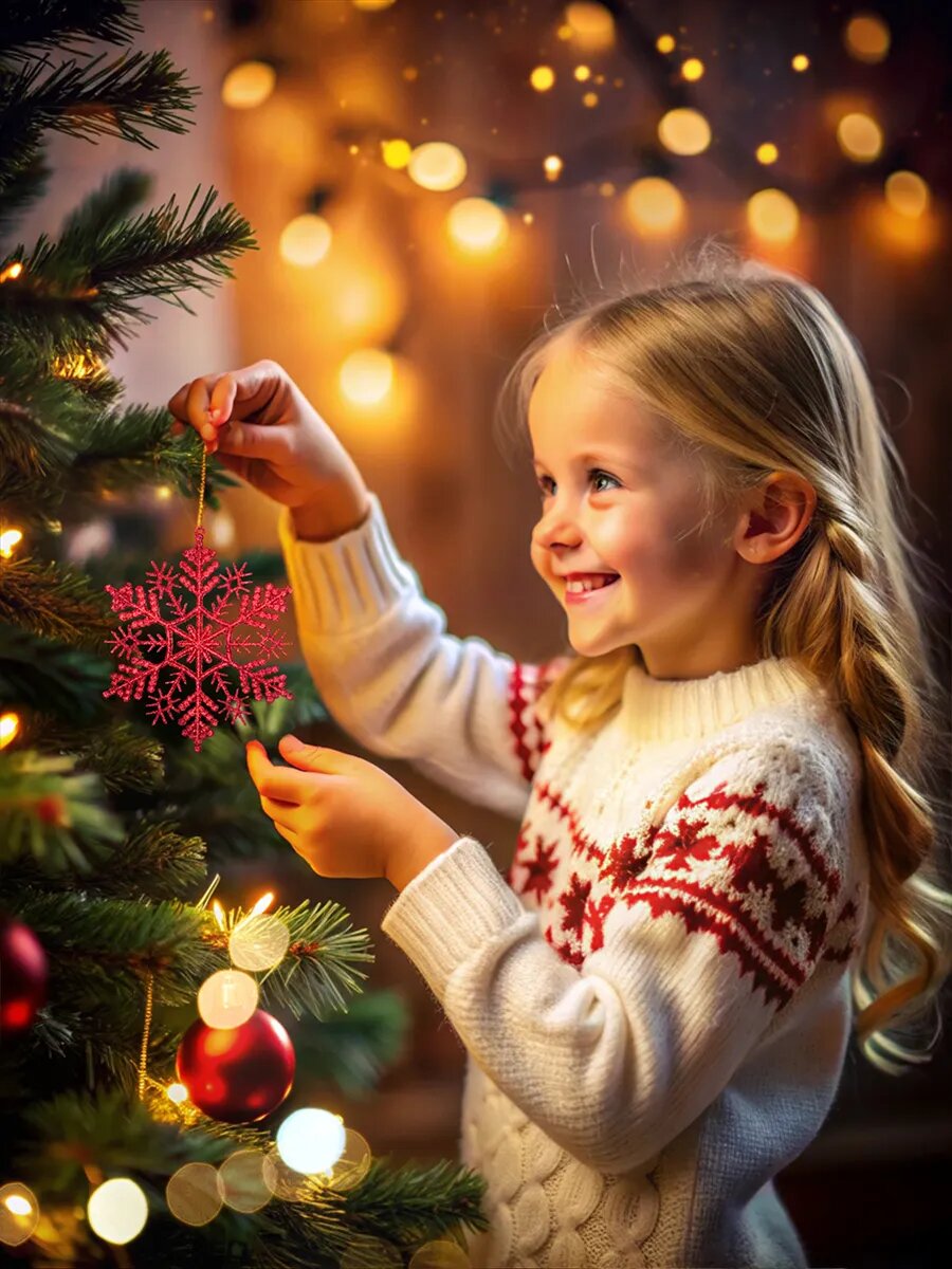 Набор ёлочных игрушек "Узорные Снежинки", дерево, золотистый цвет, 8 шт