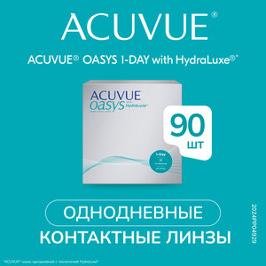 Контактные линзы ACUVUE OASYS 1-Day with HydraLuxe, 90 шт., R 8,5, D -1,75