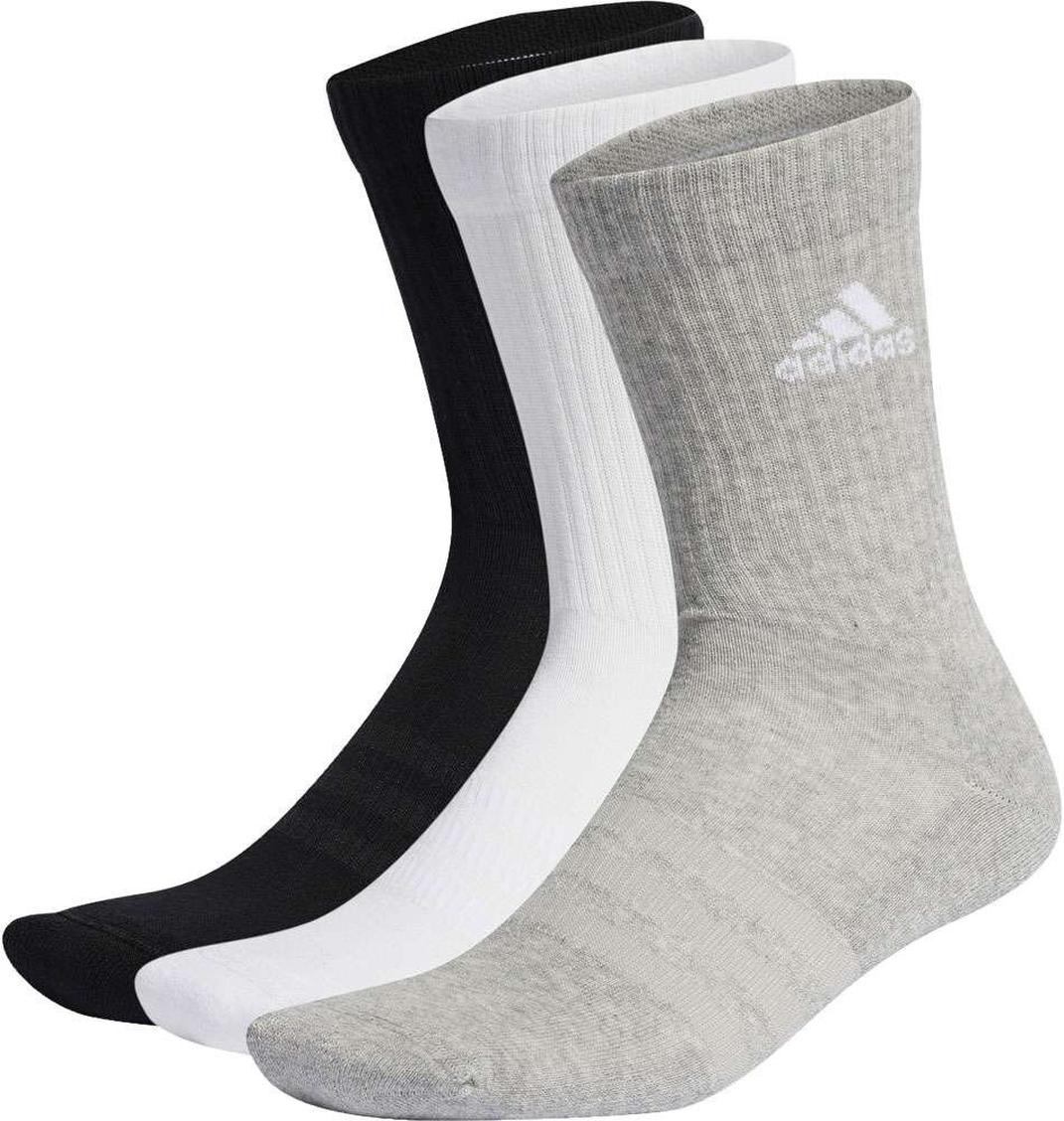 Носки adidas Cushioned Crew Sportswear, комплект, 3 пары, размер S INT, белый/серый/черный