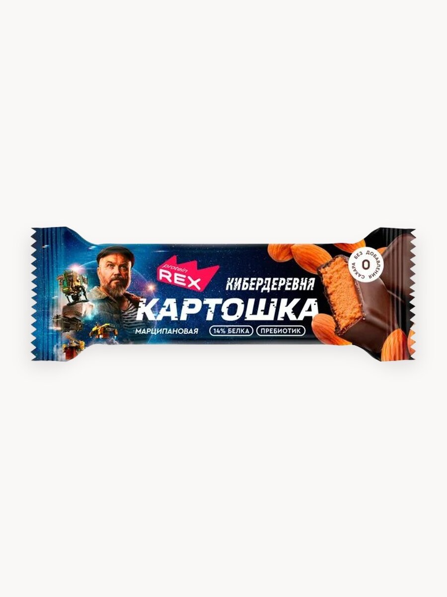 Батончик без сахара в шоколадной глазури Картошка ProteinRex Марципановая 12 шт х 40 г