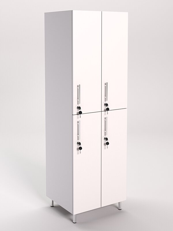 Шкаф для раздевалок 2-секционный 4х-местный, Белый 60 x 52 x 190 см