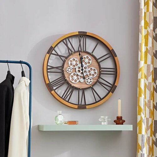 Часы настенные Dream River Шестеренки GH60672 круглые МДФ цвет бежевый бесшумные 55.4