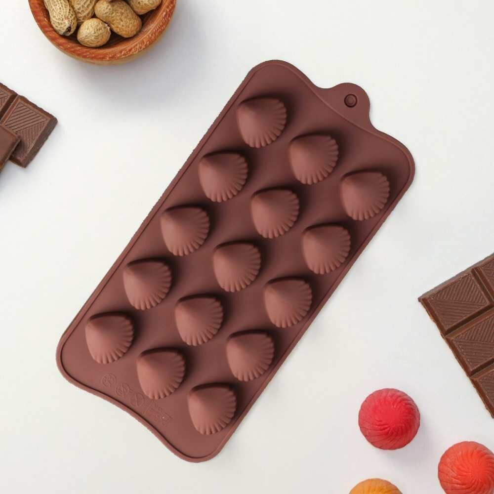 Форма для леденцов и шоколадных конфет "Ракушка" 15 ячеек