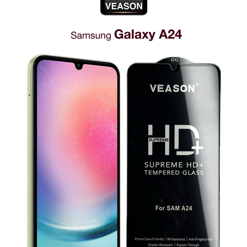 Защитное стекло VEASON для Samsung Galaxy A24 / 6.5 дюйма (с олеофобным покрытием, качественным клеевым слоем и закруглёнными краями на самсунг А24)