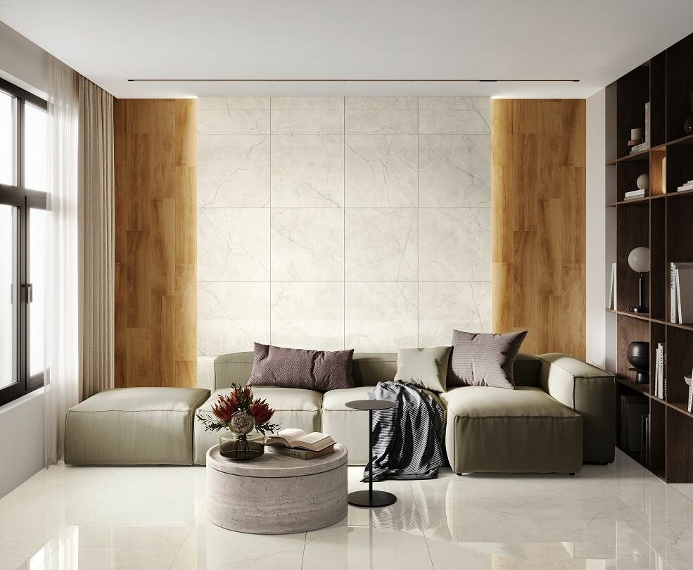 фото Керамогранит Laparet Connect Gris серый 60х60 см полированный В упаковке 1,8 м2. (5 плитки 60*60)