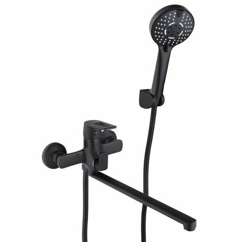 Смеситель для ванны и душа, черный, для мойки и умывальника КС 101251-2 лейка, аэратор, латунный, покрытие, комплект