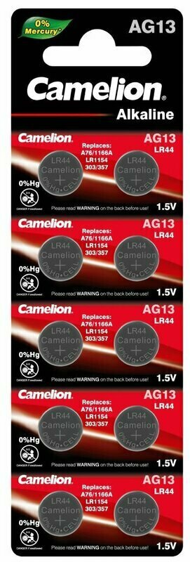 Батарейки Camelion G13/LR1154/LR44/357A/A76 BL10 Alkaline 1.5V, 10 шт в упаковке