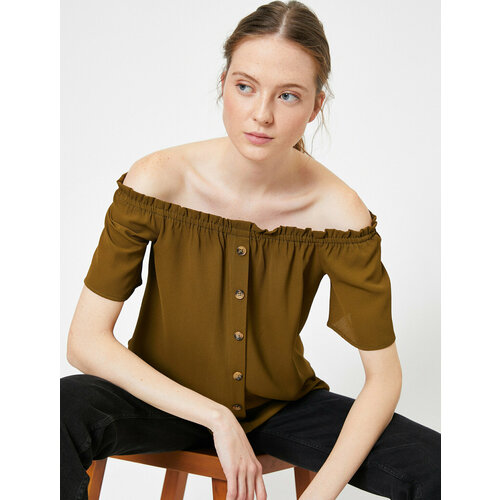 фото Рубашка koton, размер 34, хаки