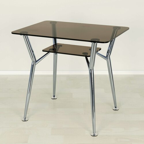 Изображение товара Стеклянный стол для кухни Квадро 10 бронза/хром (1000х700 мм)