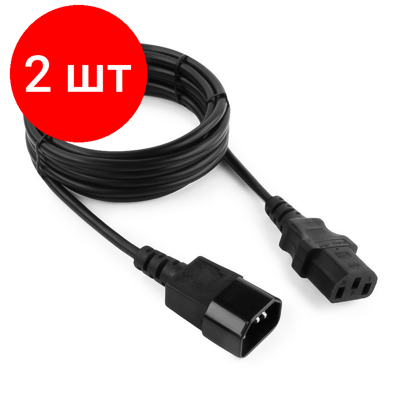 фото Комплект 5 штук, Кабель питания C13 - C14, 3 м, заз, 6А, Cablexpert, чер, PC-189-10
