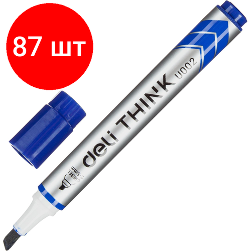 Комплект 87 штук, Маркер для белых досок Deli Think 2-5 мм синий скош. нак. EU00230