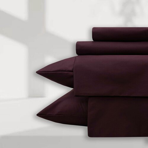 Изображение товара Простыня на резинке 1 спальная 90*200 Monocolor сатин хлопок /цвет черешня