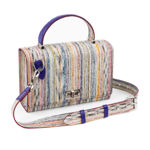 Сумка David Gutman, фактура рельефная, фиолетовый, желтый